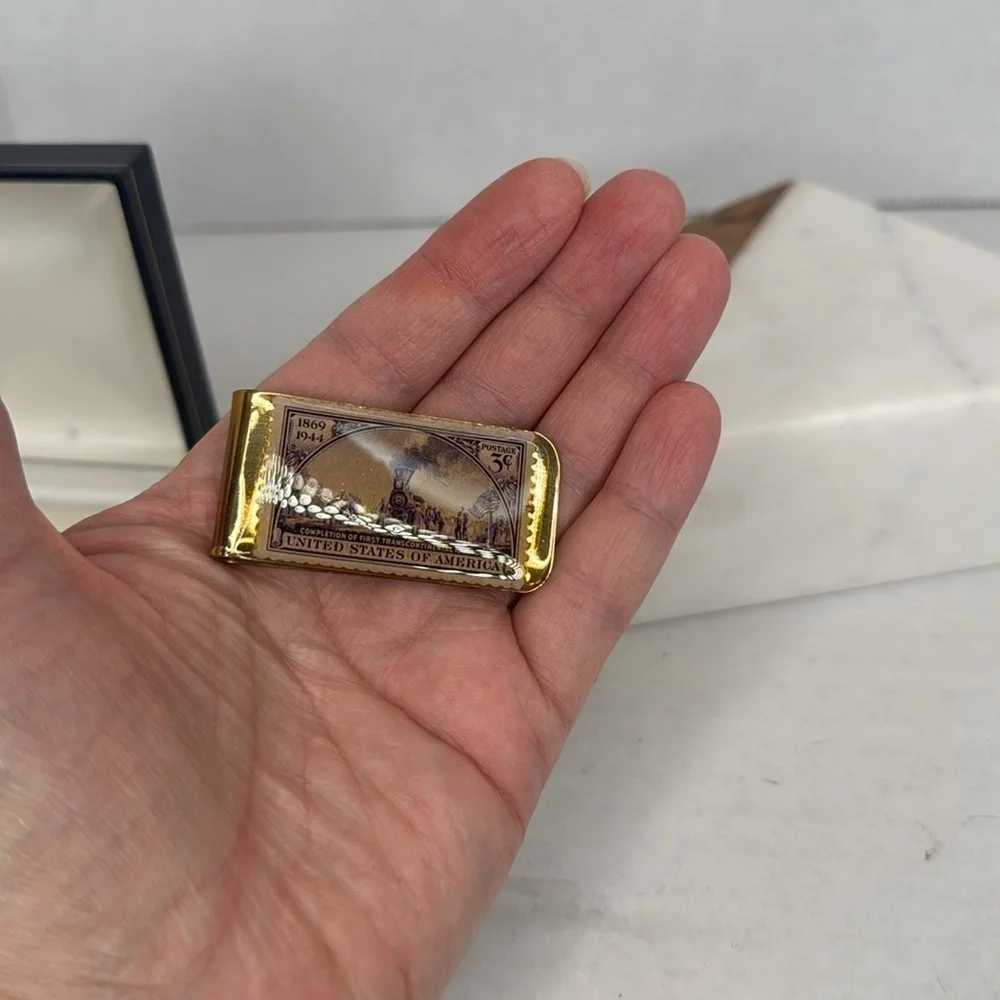 1944 USPS 3 Cent Metal Money Clip Transcontinental Railroad Lot M9